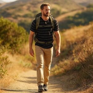 Eddie Bauer Mens 38x30 Tan Adventure Trek Hiking Pants Outdoor Nylon Spandex
